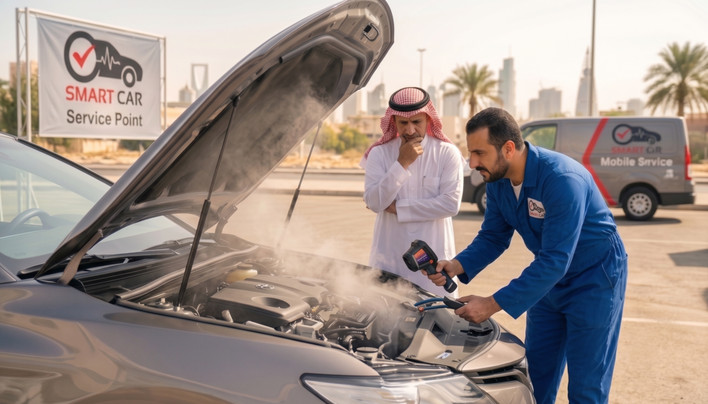 فحص اسباب ارتفاع حرارة محرك السيارة بالرياض مع فريق سمارت كار